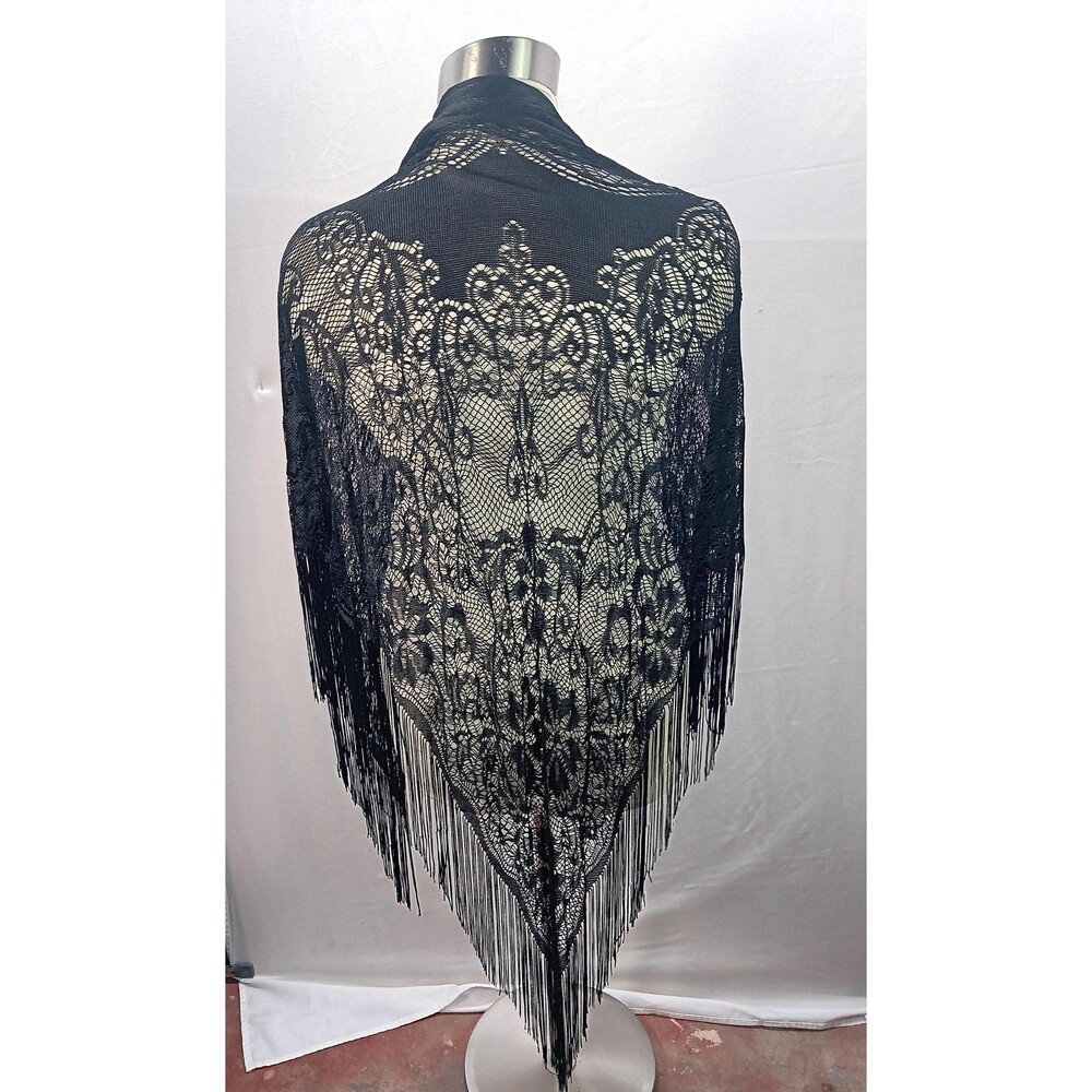 Black Shawl 100% Rayon Made in Japan One Size